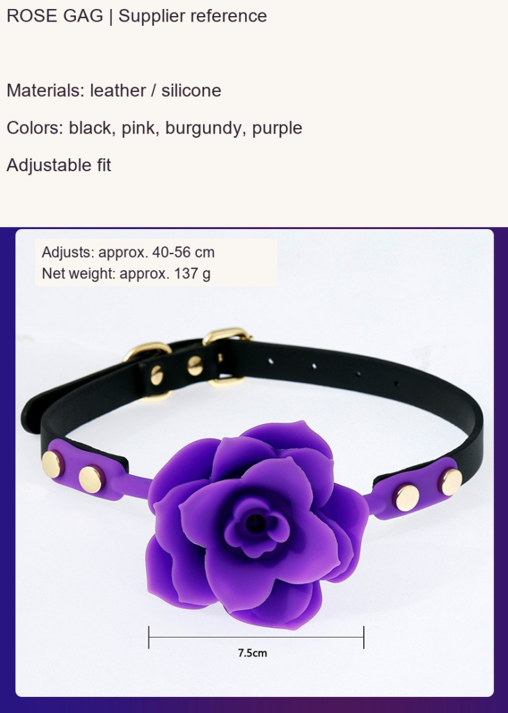 Rose gag product detail and English measurements