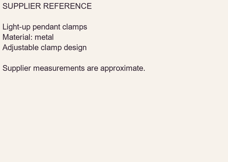 Luminous pendant clamp detail and English supplier reference