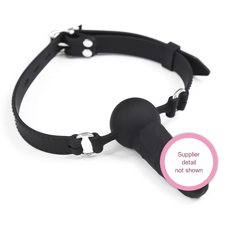 Dildo Mouth gag Black Silicone Buckle Restraint Mouth gag Alternative