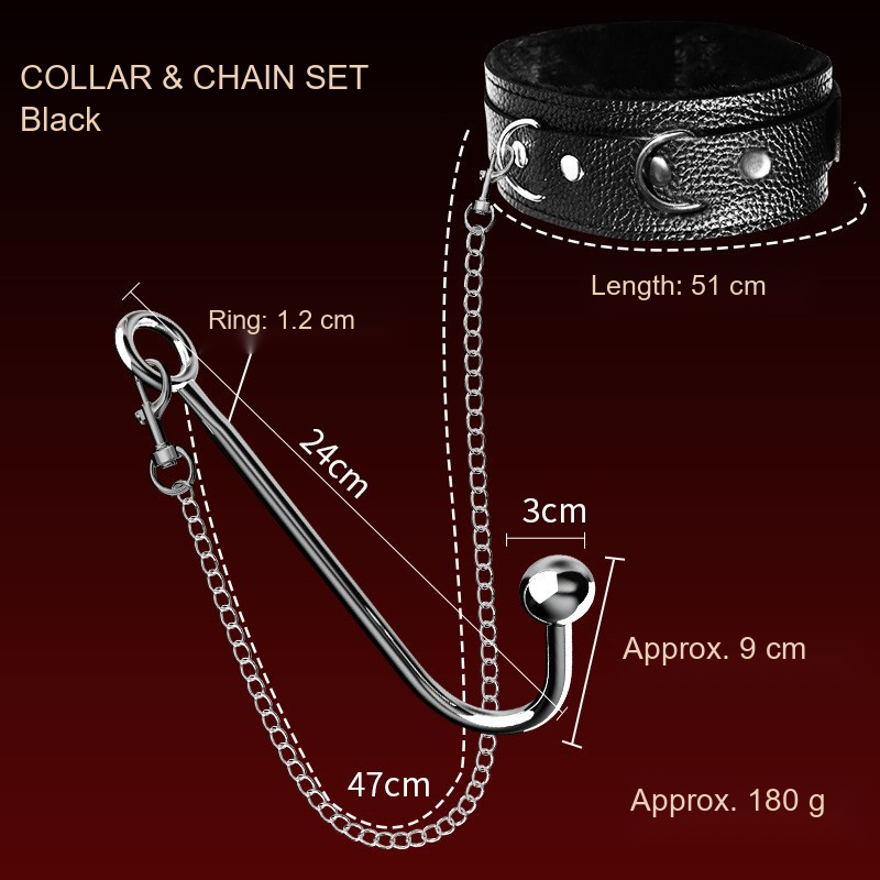 Collar and chain accessory detail with English supplier reference