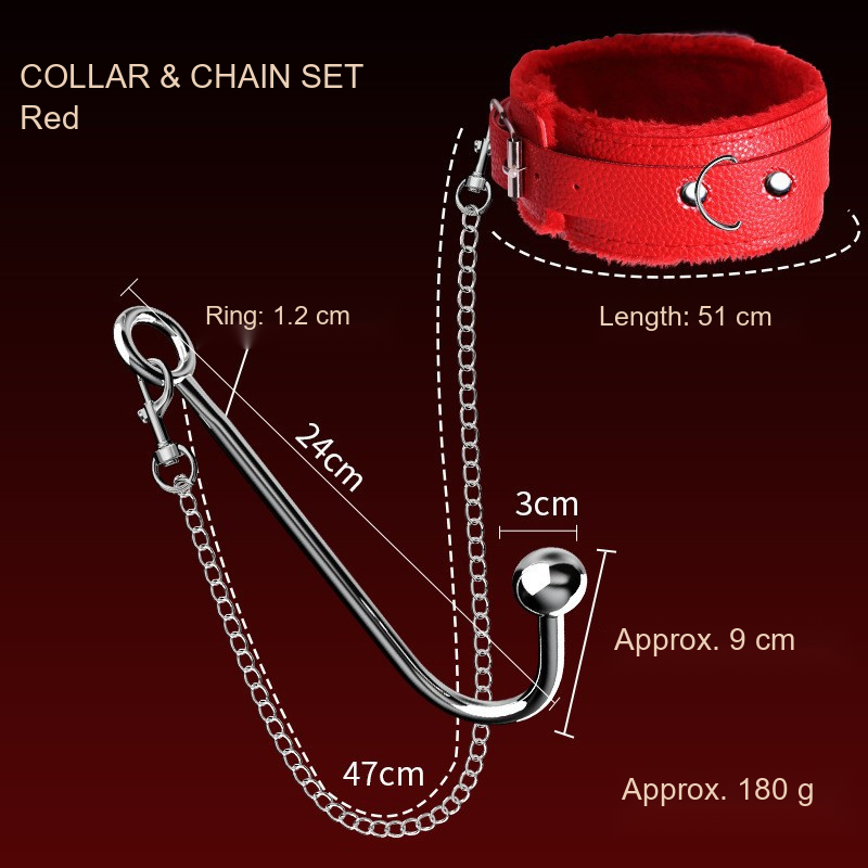 Collar and chain accessory detail with English supplier reference