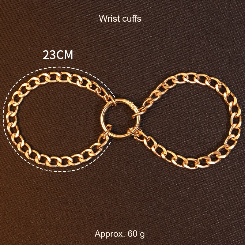 Gold-tone chain detail and English supplier reference