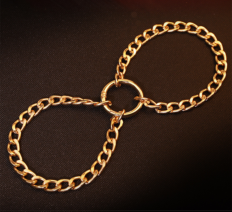 Gold-tone chain detail and English supplier reference