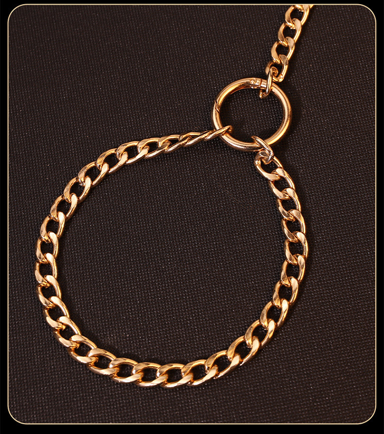 Gold-tone chain detail and English supplier reference