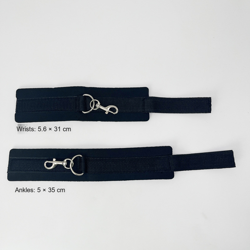 Supplier specifications: Wrists: 5.6 × 31 cm, Ankles: 5 × 35 cm