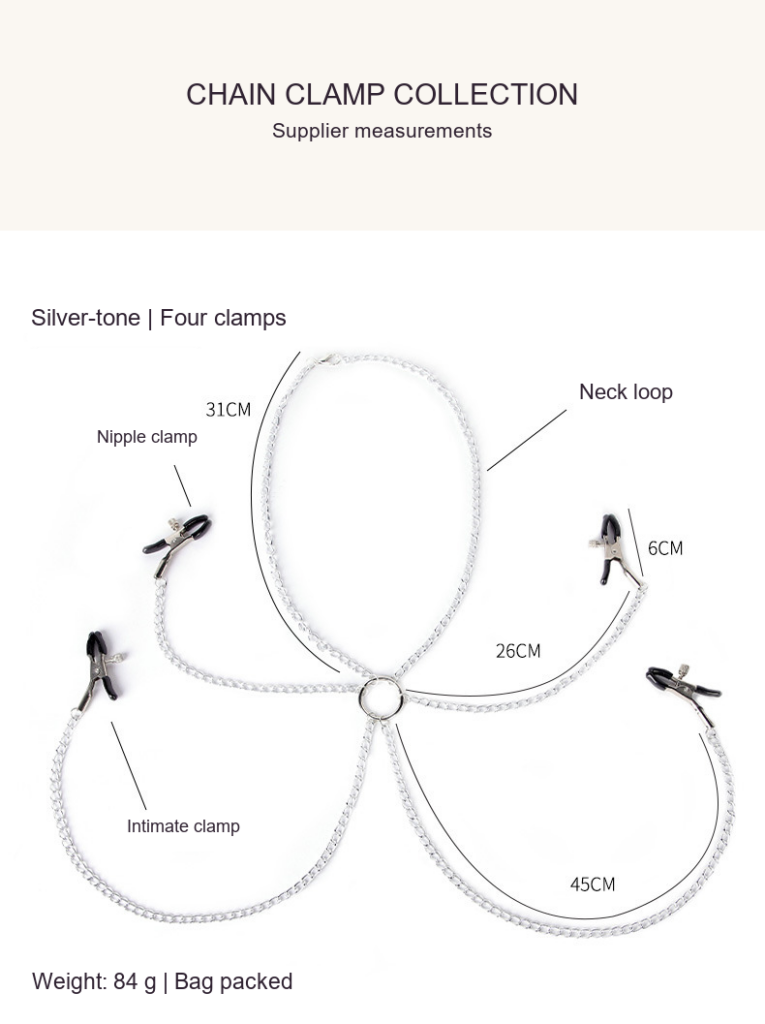 Chain clamp product detail with English supplier measurements