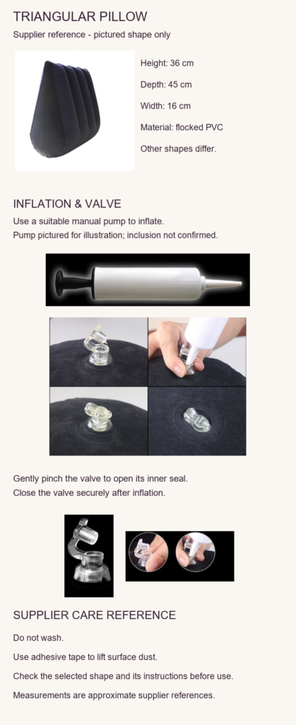 Triangular pillow dimensions and English inflation and care guide