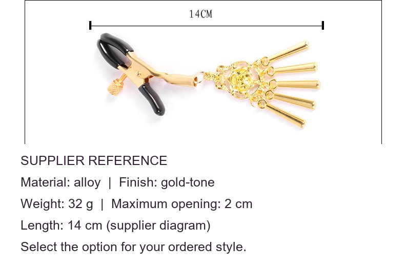 Gold-tone tassel clamp product view and English supplier reference