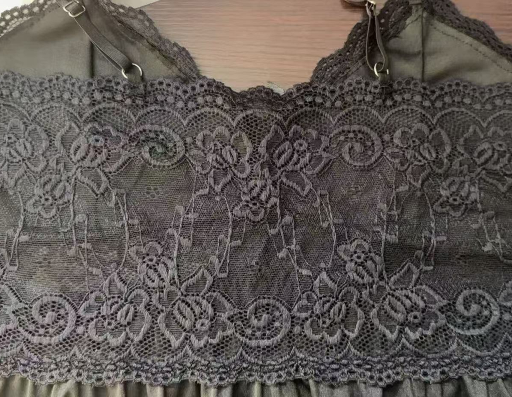 Lace nightdress - lace and strap hardware detail