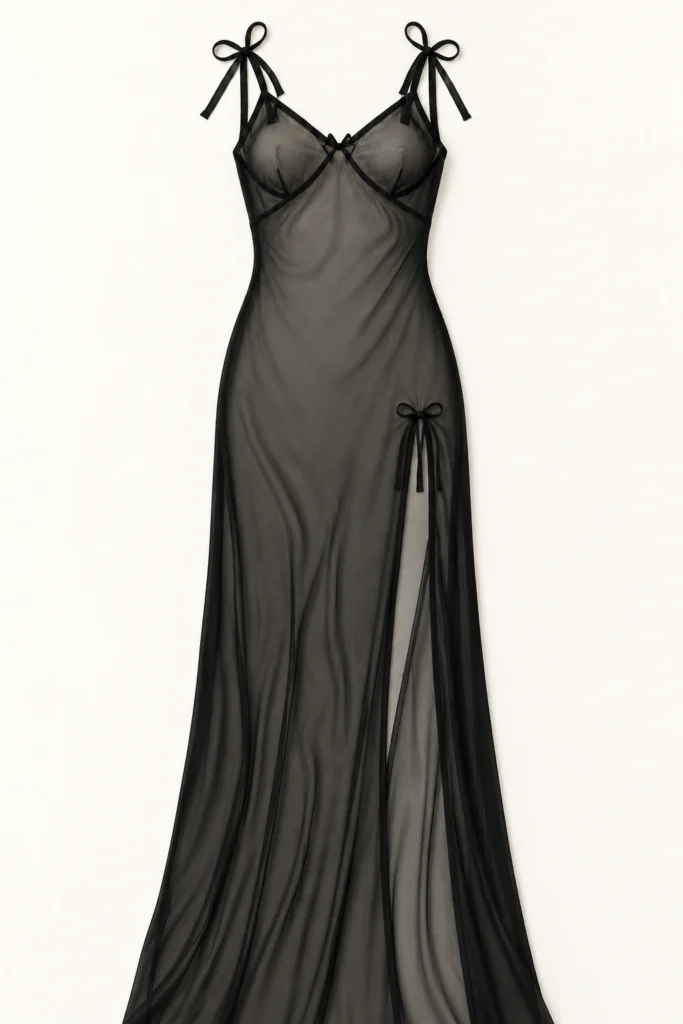 Black Front — reconstructed garment-only illustration; lower hem not shown